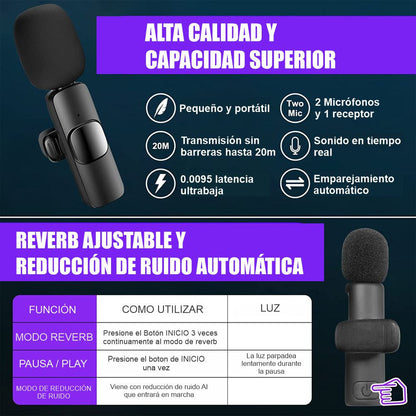 MICRÓFONO DE SOLAPA INALAMBRICO - DOBLE F4